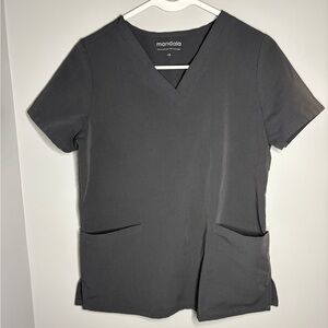 Grey Mandala V-neck scrub top